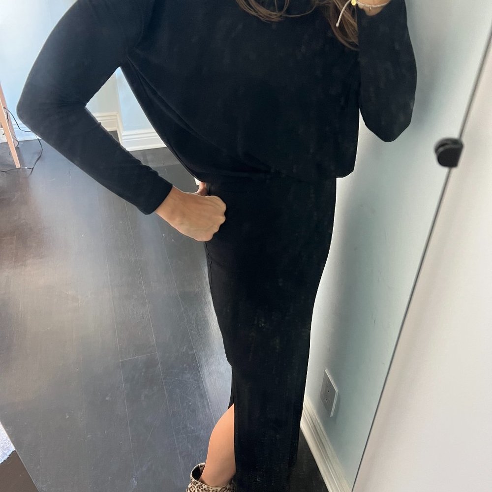 All Saints long black cotton dress